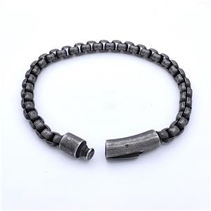 304 Stainless Steel Bracelet Antique Black, approx 8-30mm, 6mm, 21cm length [SSB6274]
