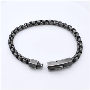 304 Stainless Steel Bracelet Antique Black, approx 8-30mm, 6mm, 21cm length [SSB6275]