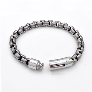 304 Stainless Steel Bracelet Antique Black, approx 10-30mm, 8mm, 21cm length [SSB6277]