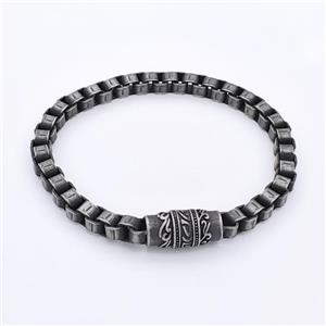 304 Stainless Steel Bracelet Antique Black, approx 10-20mm, 6mm, 21cm length [SSB6278]