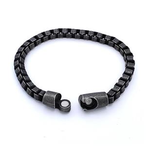 304 Stainless Steel Bracelet Antique Black, approx 10-20mm, 6mm, 21cm length [SSB6281]