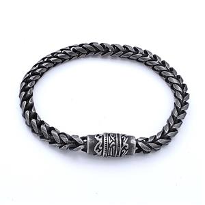 304 Stainless Steel Bracelet Antique Black, approx 10-20mm, 6mm, 21cm length [SSB6286]