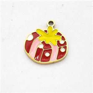 Stainless Steel Flower Pendant Multicolor Enamel Gold Plated, approx 12-14mm [SSB6295]