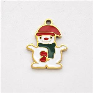 Christmas Snowman Charms Stainless Steel Pendant Multicolor Enamel Gold Plated, approx 12-14mm [SSB6296]