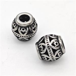 Stainless Steel Round Beads Hollow Large Hole Antique Silver, approx 9-10mm, 4mm hole [SSB6305]