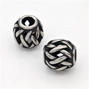 Stainless Steel Round Beads Hollow Large Hole Antique Silver, approx 9-10mm, 4mm hole [SSB6307]