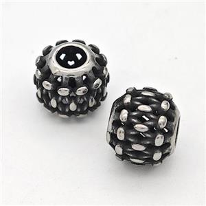 Stainless Steel Round Beads Hollow Large Hole Antique Silver, approx 9-10mm, 4mm hole [SSB6311]