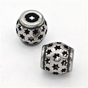 Stainless Steel Round Beads Hollow Large Hole Antique Silver, approx 9-10mm, 4mm hole [SSB6313]