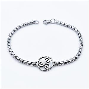 304 Stainless Steel Bracelet Antique Silver, approx 15mm, 4mm, 21cm length [SSB6341]