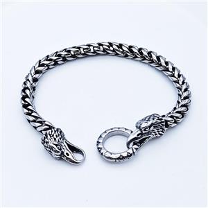 Stainless Steel bracelet, platinum plated, approx 8-25mm, 19mm, 6mm, 21cm length [SSB6345]