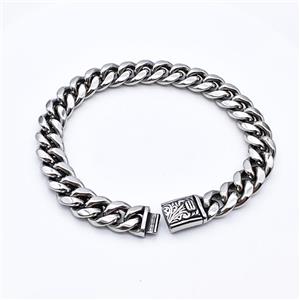 304 Stainless Steel Bracelet Antique Silver, approx 10-25mm, 12mm, 21cm length [SSB6353]