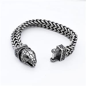 304 Stainless Steel Snake Bracelet Antique Silver, approx 18-40mm, 12mm, 21cm length [SSB6357]