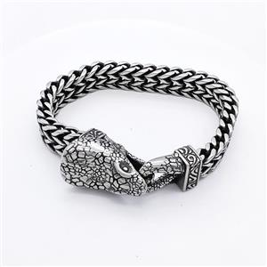304 Stainless Steel Snake Bracelet Antique Silver, approx 20-50mm, 12mm, 21cm length [SSB6358]