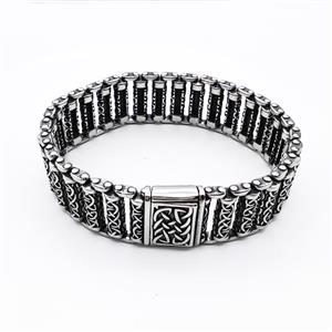 304 Stainless Steel Bracelet Antique Silver, approx 20-25mm, 20mm, 21cm length [SSB6359]