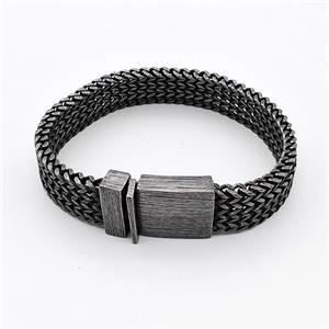 304 Stainless Steel Bracelet Antique Black, approx 18-30mm, 16mm, 21cm length [SSB6366]