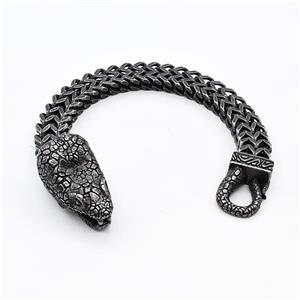 304 Stainless Steel Snake Bracelet Antique Black, approx 20-45mm, 12mm, 21cm length [SSB6367]