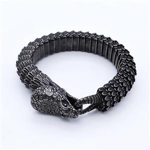 304 Stainless Steel Snake Bracelet Antique Black, approx 20-45mm, 17mm, 21cm length [SSB6368]