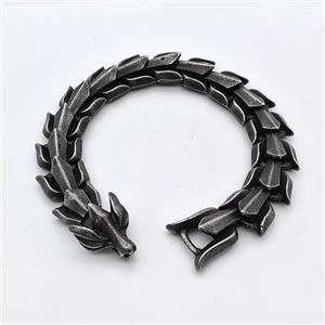 304 Stainless Steel Kylin Bracelet Antique Black, approx 16-25mm, 16mm, 21cm length [SSB6369]
