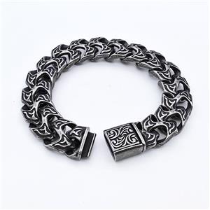 304 Stainless Steel Bracelet Antique Black, approx 16-35mm, 16mm, 21cm length [SSB6372]