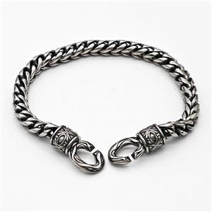 304 Stainless Steel Bracelet Antique Silver, approx 12-25mm, 6mm, 21cm length [SSB6374]
