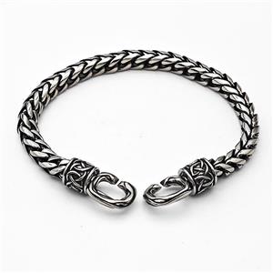 304 Stainless Steel Bracelet Antique Silver, approx 12-25mm, 6mm, 21cm length [SSB6375]
