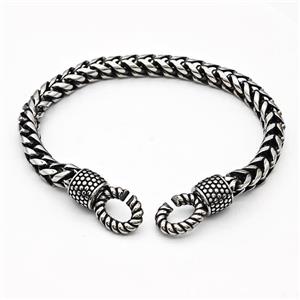 304 Stainless Steel Bracelet Antique Silver, approx 12-25mm, 6mm, 21cm length [SSB6376]