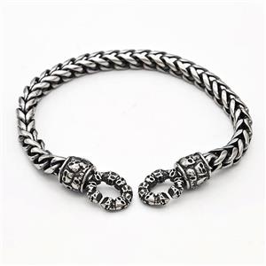304 Stainless Steel Bracelet Skull Antique Silver, approx 12-25mm, 6mm, 21cm length [SSB6377]