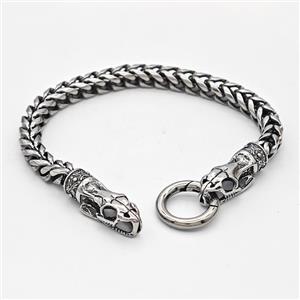 304 Stainless Steel Snake Bracelet Antique Silver, approx 10-30mm, 18mm, 6mm, 21cm length [SSB6379]