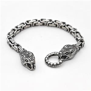 304 Stainless Steel Snake Bracelet Antique Silver, approx 14-28mm, 19mm, 6mm, 21cm length [SSB6389]