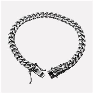 304 Stainless Steel Bracelet Antique Silver, approx 10-35mm, 8mm, 21cm length [SSB6398]