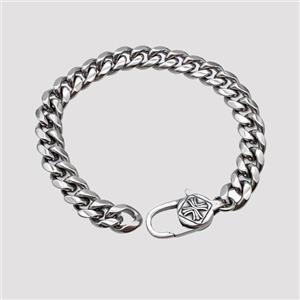 304 Stainless Steel Bracelet Antique Silver, approx 16-27mm, 10mm, 21cm length [SSB6403]