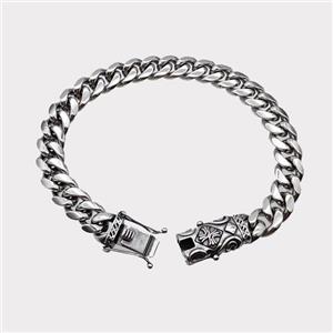 304 Stainless Steel Bracelet Antique Silver, approx 10-35mm, 10mm, 21cm length [SSB6404]