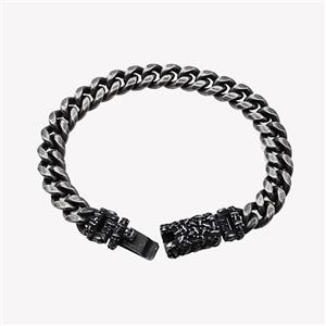 304 Stainless Steel Bracelet Antique Black, approx 12-35mm, 10mm, 21cm length [SSB6407]