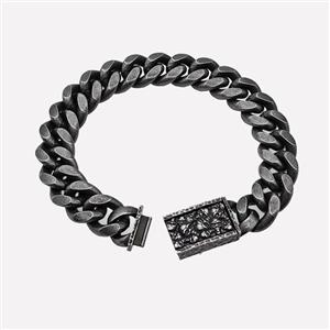 304 Stainless Steel Bracelet Antique Black, approx 15-40mm, 14mm, 21cm length [SSB6412]