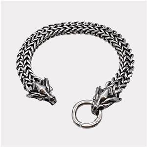 304 Stainless Steel Dragon Bracelet Antique Silver, approx 16-25mm, 19mm, 10mm, 21cm length [SSB6417]