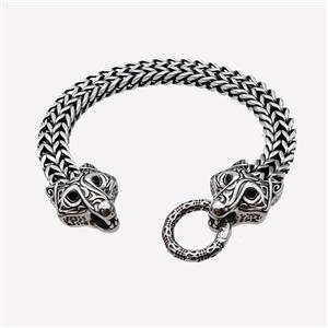 304 Stainless Steel Bracelet Leopard Antique Silver, approx 20-25mm, 19mm, 10mm, 21cm length [SSB6420]