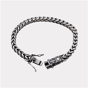304 Stainless Steel Bracelet Antique Silver, approx 13-35mm, 6mm, 21cm length [SSB6432]