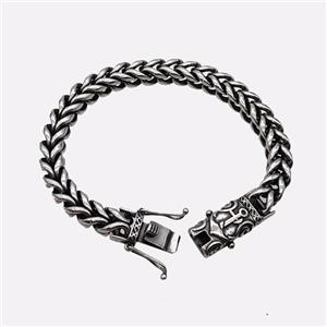 304 Stainless Steel Bracelet Antique Silver, approx 18-40mm, 8mm, 21cm length [SSB6436]