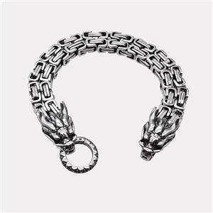 304 Stainless Steel Dragon Bracelet Antique Silver, approx 16-25mm, 13mm, 21cm length [SSB6442]