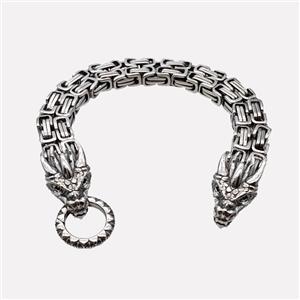 304 Stainless Steel Bracelet Dragon Antique Silver, approx 16-25mm, 13mm, 21cm length [SSB6443]