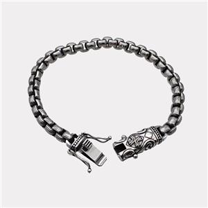 304 Stainless Steel Bracelet Antique Silver, approx 14-30mm, 6mm, 21cm length [SSB6450]