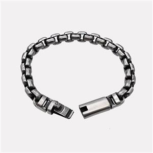 304 Stainless Steel Bracelet Antique Silver, approx 10-45mm, 8mm, 21cm length [SSB6453]