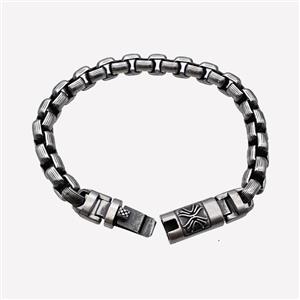 304 Stainless Steel Bracelet Antique Silver, approx 10-45mm, 8mm, 21cm length [SSB6454]