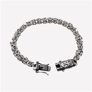 304 Stainless Steel Bracelet Antique Silver, approx 15-30mm, 6mm, 21cm length [SSB6456]
