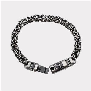 304 Stainless Steel Bracelet Antique Silver, approx 10-45mm, 8mm, 21cm length [SSB6458]