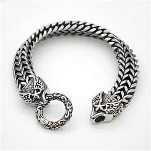 304 Stainless Steel Bracelet Angel Wings Antique Silver, approx 16-20mm, 12mm, 21cm length [SSB6461]