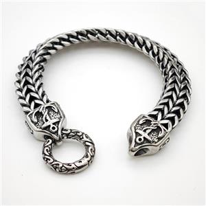 304 Stainless Steel Anchor Bracelet Antique Silver, approx 16-20mm, 12mm, 21cm length [SSB6467]