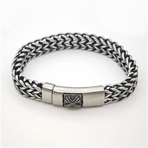 304 Stainless Steel Bracelet Antique Silver, approx 14-37mm, 12mm, 21cm length [SSB6480]