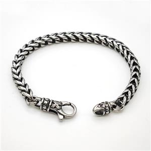 304 Stainless Steel Bracelet Antique Silver, approx 13-25mm, 6mm, 21cm length [SSB6482]