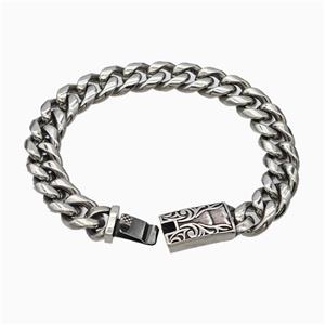 304 Stainless Steel Bracelet Antique Silver, approx 14-45mm, 13mm, 21cm length [SSB6486]